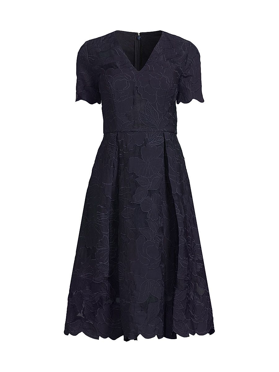 Women's Luna Short-Sleeve Midi-Dress - Midnight Blue - Size 10