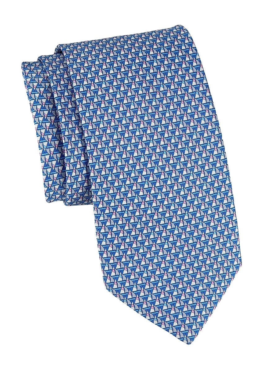 Men's Ancora Sailboat Silk Tie - Azzurro