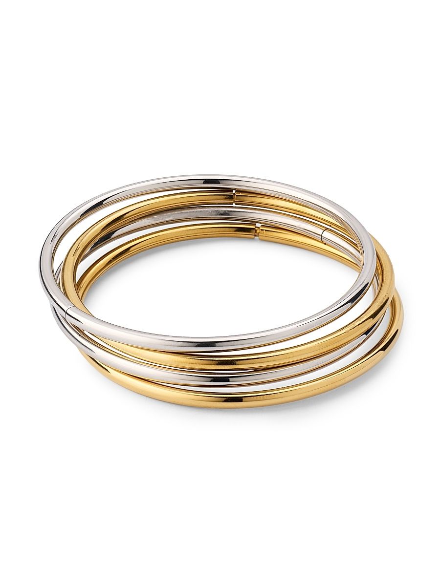 Women's Lasso 4-Piece 14K-Gold-Plated & Silver-Plated Bangle Set - Gold Silver