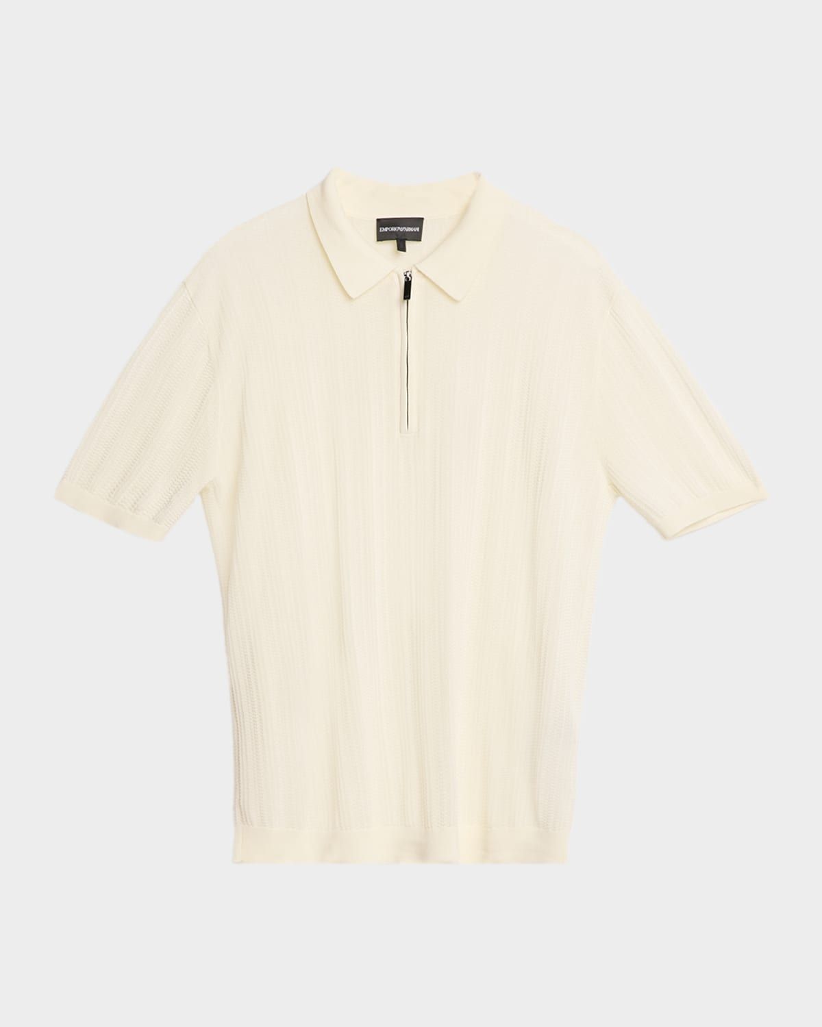 Men & apos;s Textured Cotton Quarter-Zip Polo Shirt