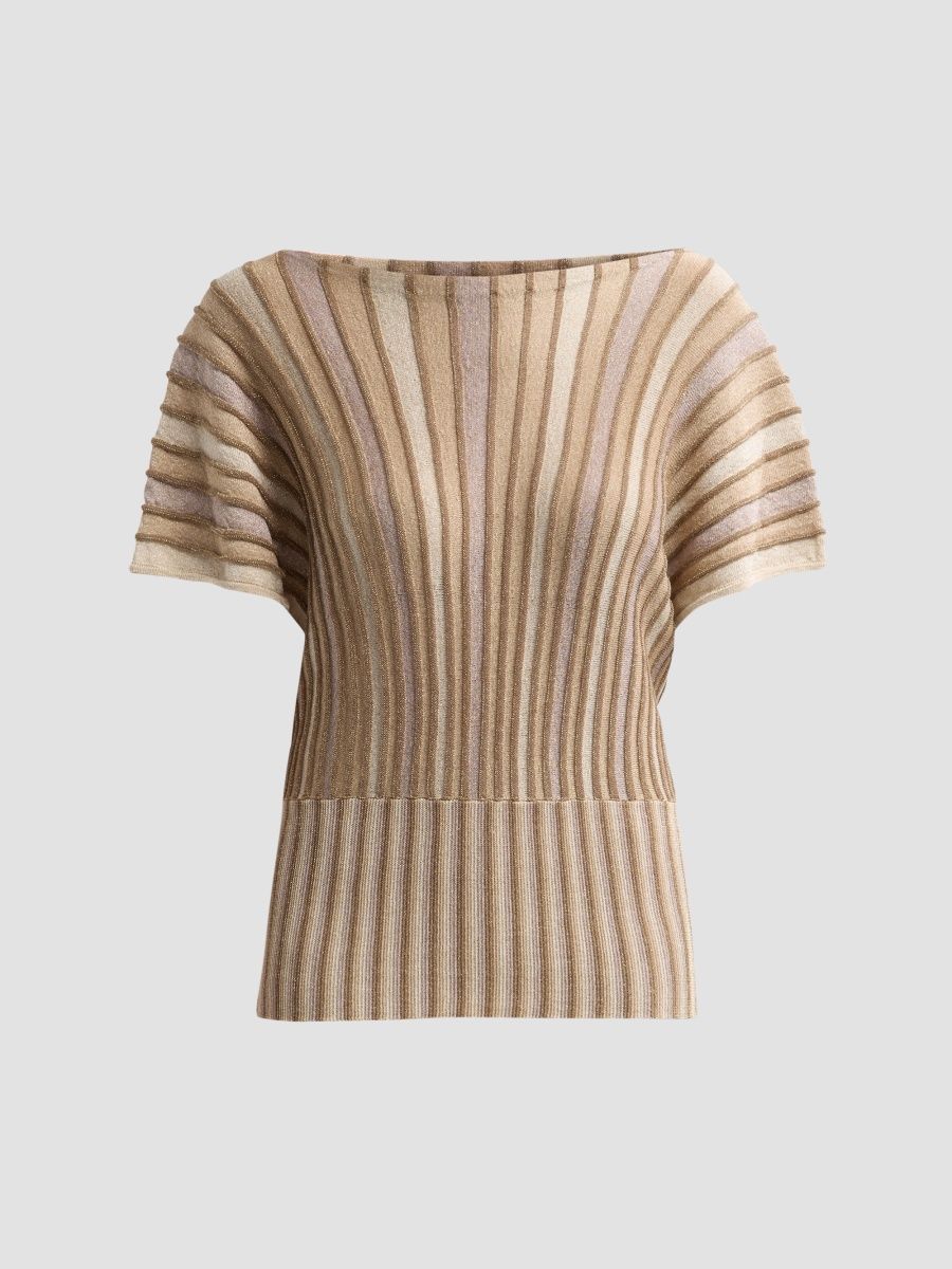 Chiara Boni La Petite Robe Women's Metallic Ribbed Top - Champagne - Size XS