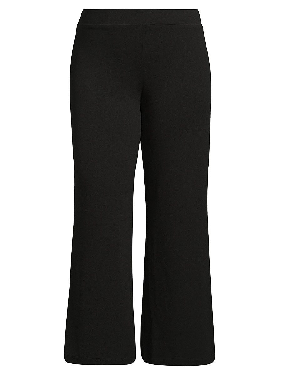 Women's Plus Stretch-Crêpe Wide-Leg Pants - Black - Size 24