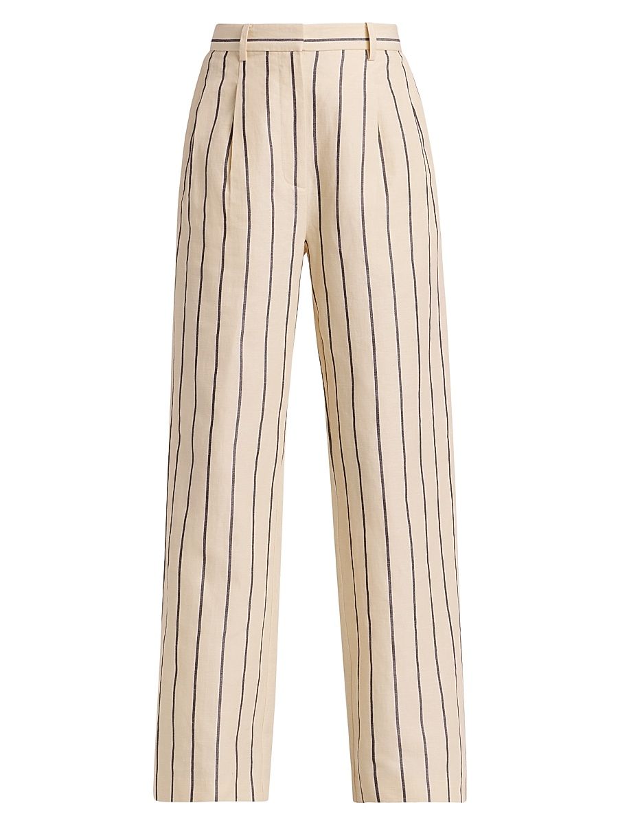 Women's Jones Striped Straight-Leg Trousers - Cream Navy Stripe - Size 14