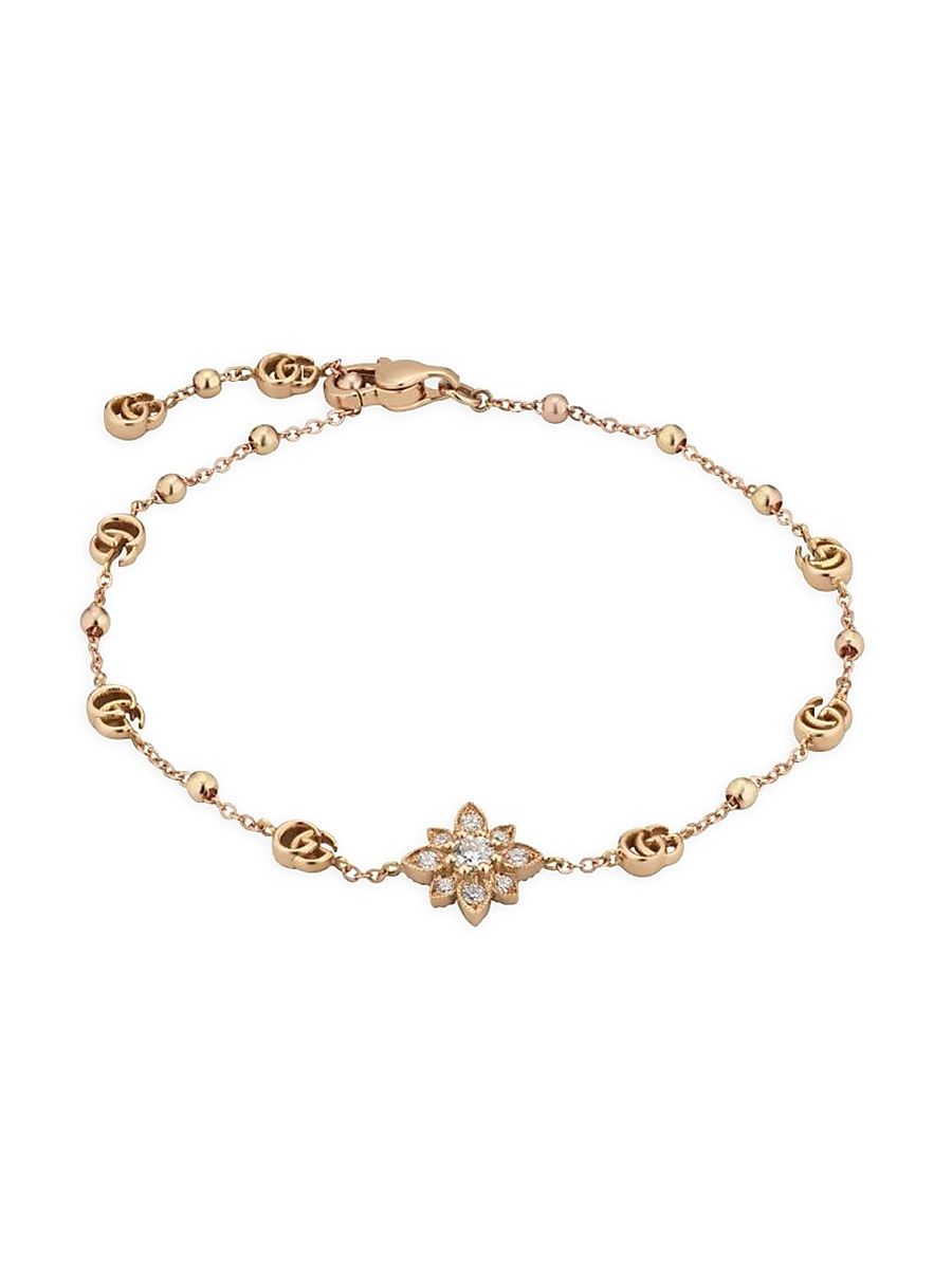 Women's Gucci Flora 18K Rose Gold & Diamond Bracelet - Pink