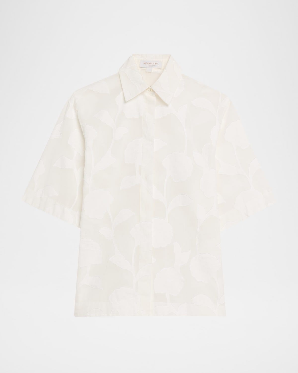 Button-Down Floral Burnout Cotton Shirt