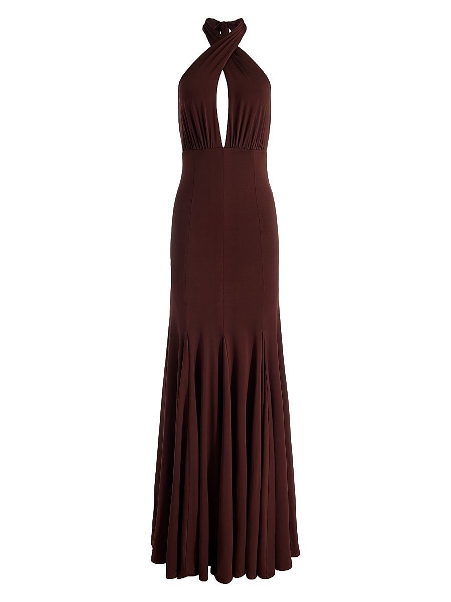Women's Evelina Halterneck Maxi Dress - Mocha - Size 14