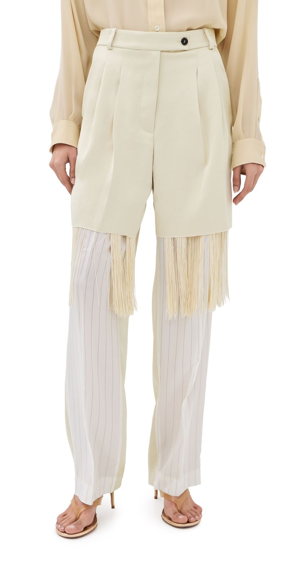 FRENKEN Blunt Satin Fringe Pants Butter 42