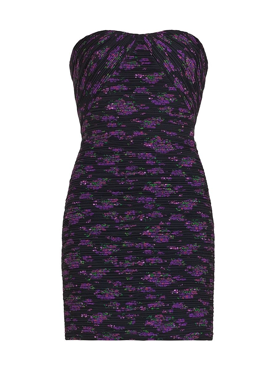 Women's Jana Pleated Floral Minidress - Hydrangea Berry - Size 12