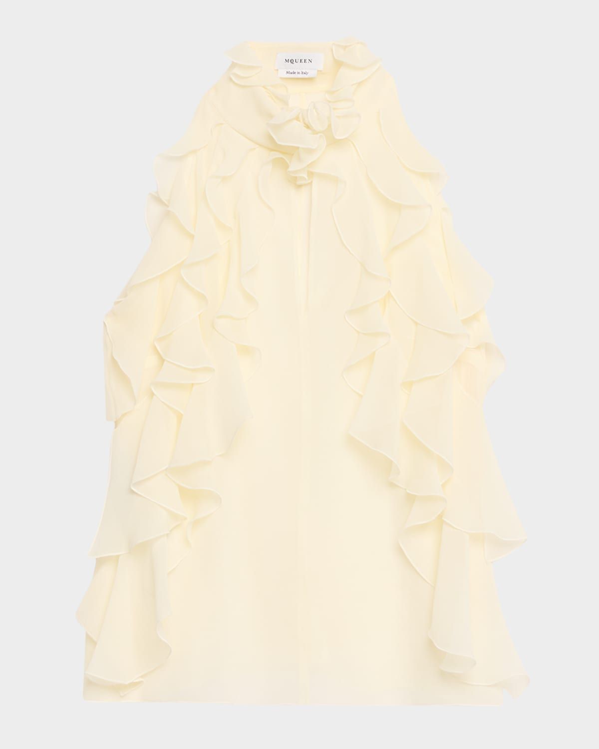 Cutout Ruffle Silk Georgette Top