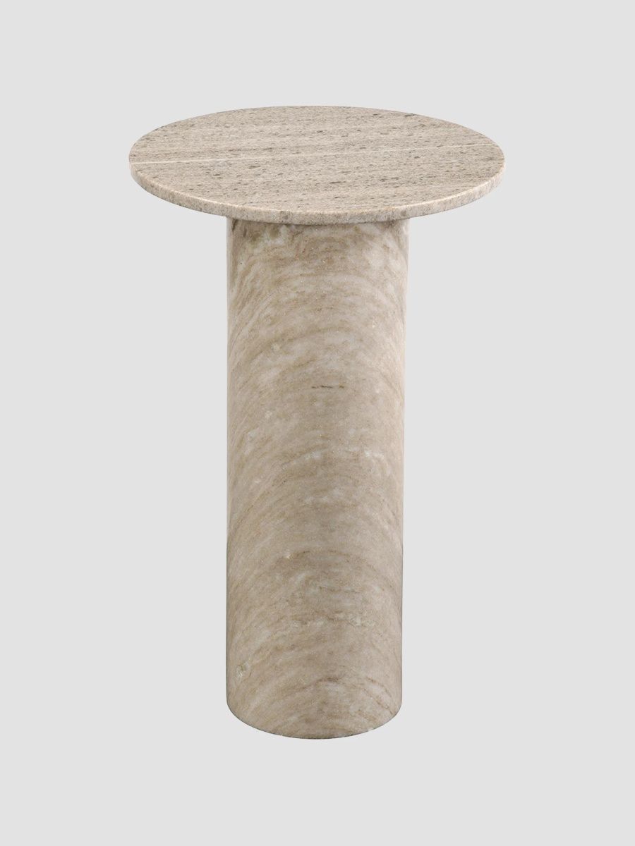 Clancy Marble Accent Table - Light Beige