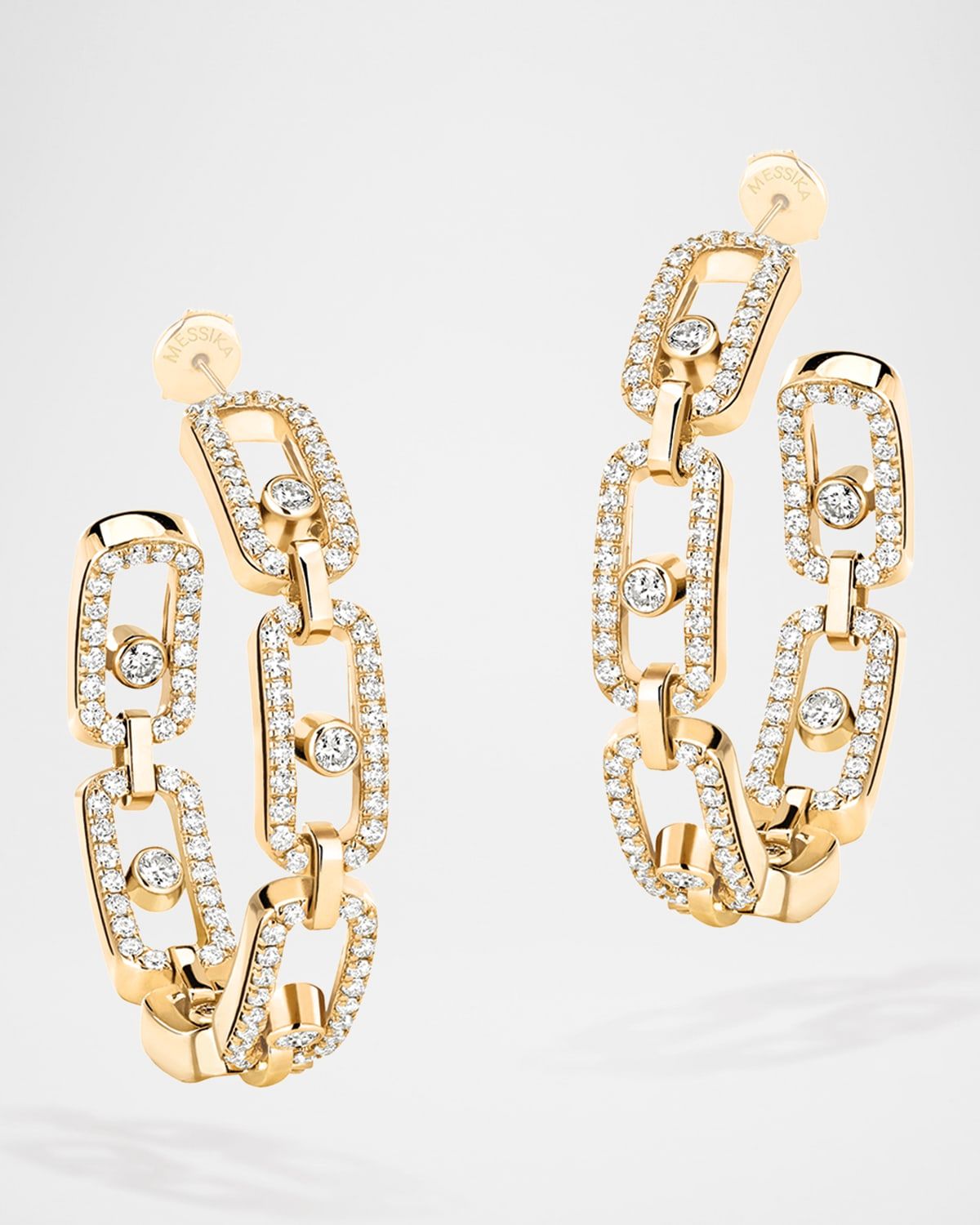 MOVE LINK 18K YELLOW GOLD DIAMOND HOOP EARRINGS