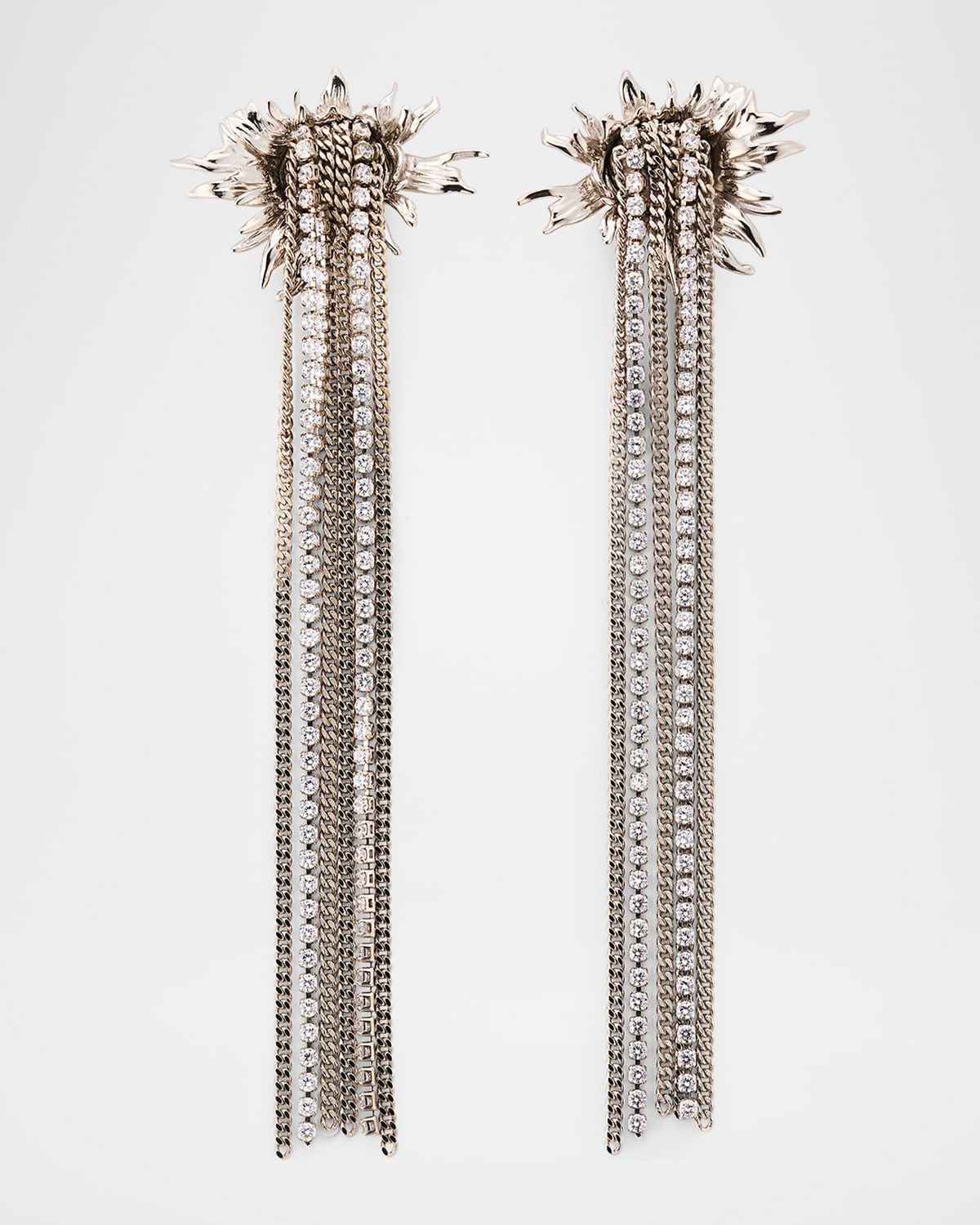 Sunflower Crystal Fringe Drop Earrings