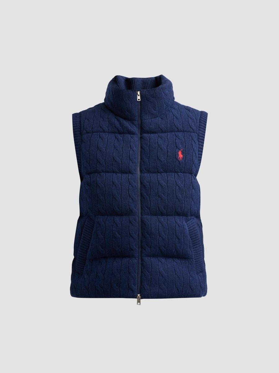 Polo Ralph Lauren Women's Wool-Cashmere Cable-Knit Vest - Spring Navy Heather - Size XS