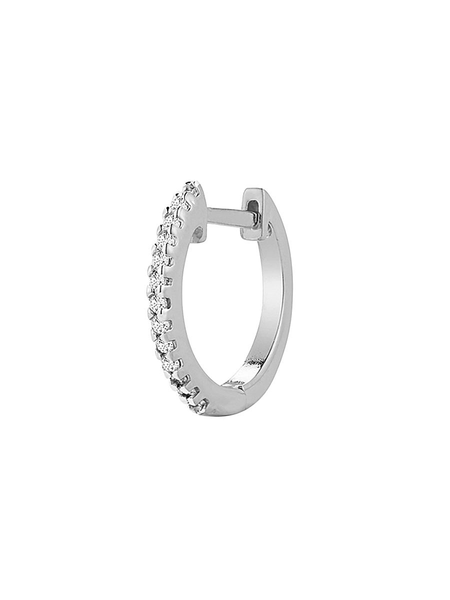 Men's 14K White Gold & 0.104 TCW Diamond Huggie Earring - White Gold