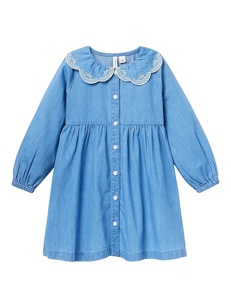 Baby, Little Girl's & Girl's Embroidered Chambray Dress - Blue - Size 7
