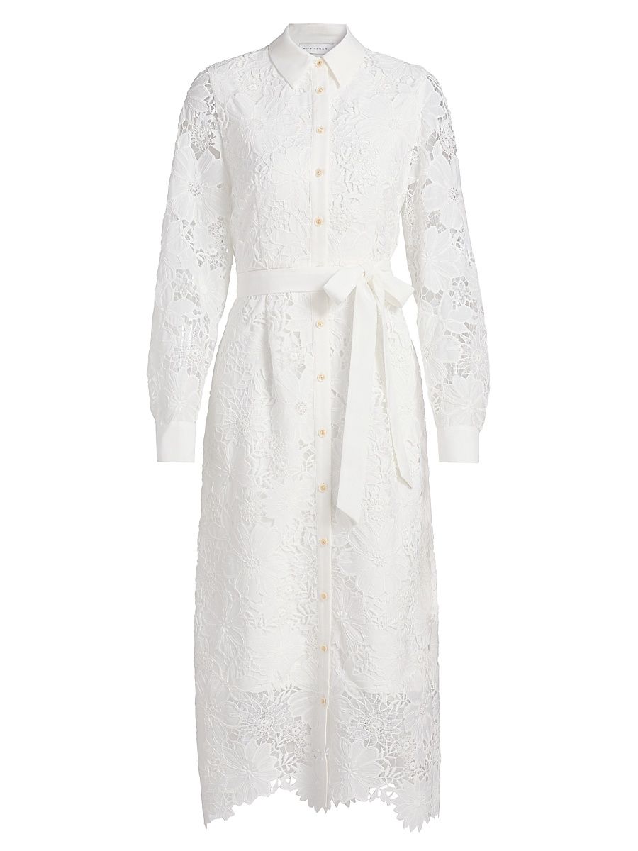 Women's The Lilia Lace Midi-Shirtdress - Sky White - Size 16