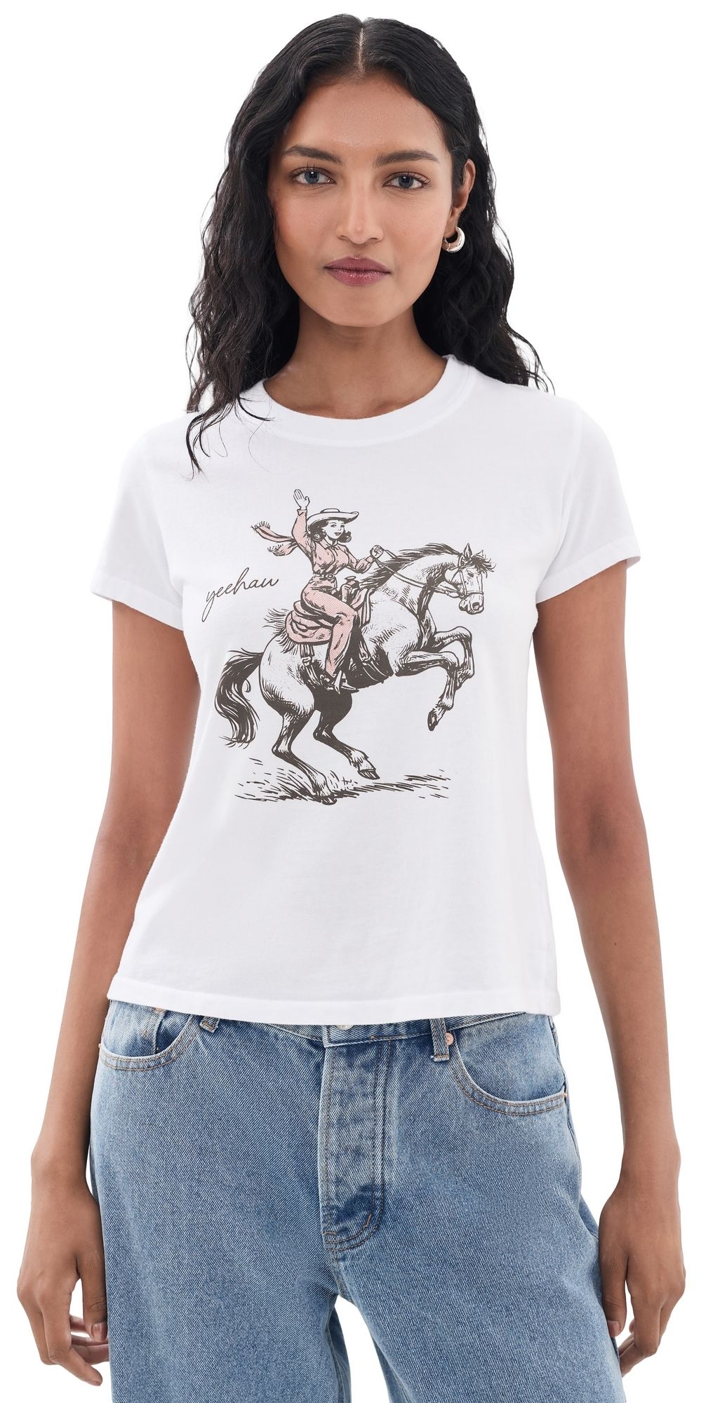 Sunny Somewhere Yeehaw Cowgirl Crew Tee White XL