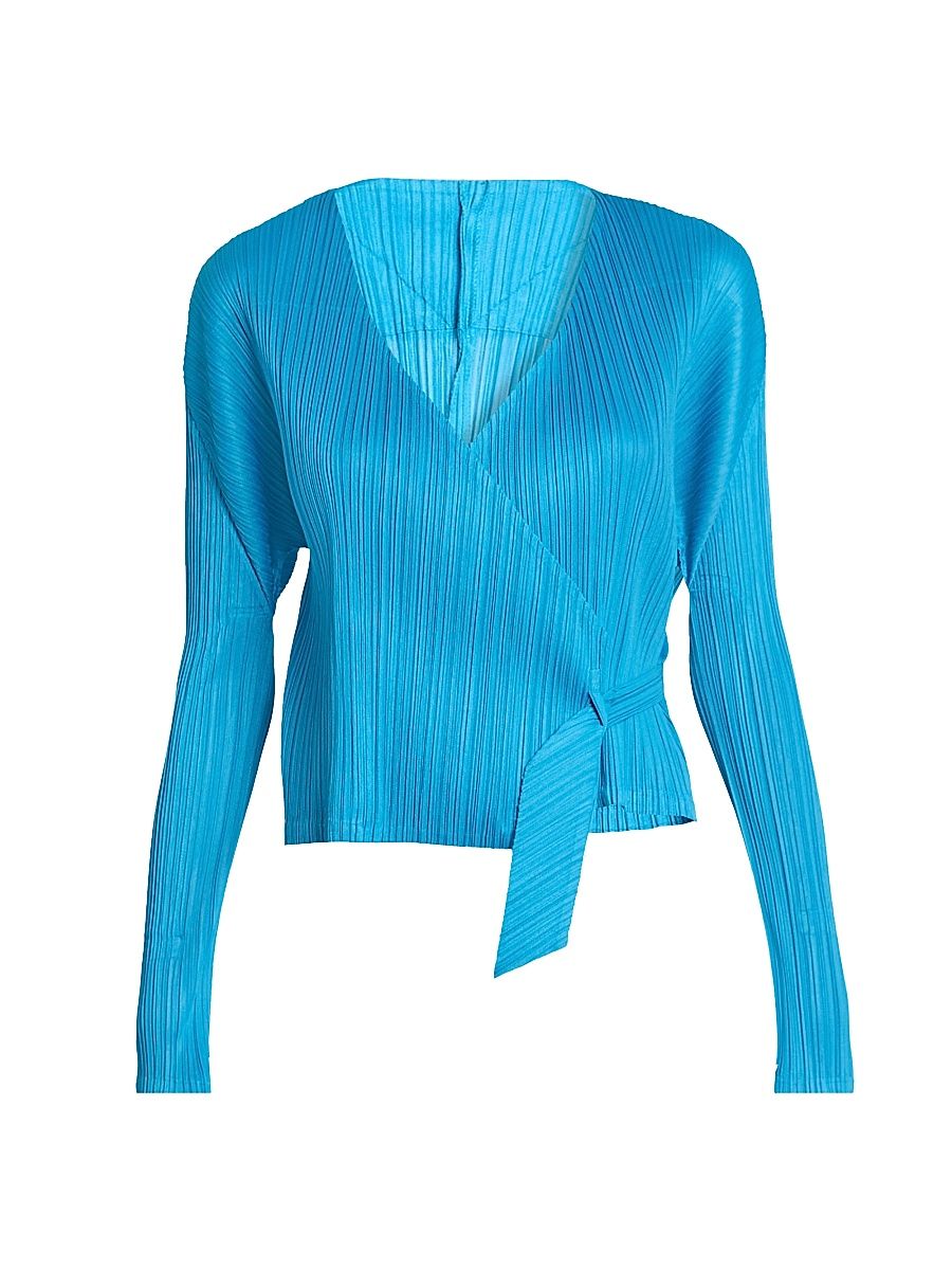 Women's Facade Plissé Wrap Jacket - Saxe Blue - Size Large