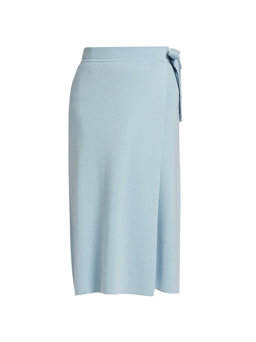 Women's Wrap Wool Midi-Skirt - Clear Sky - Size Small