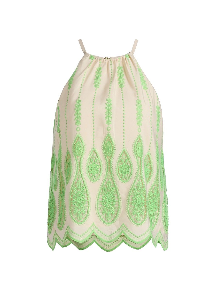 Women's Selina Embroidered Top - Bright Lime Lace - Size XL