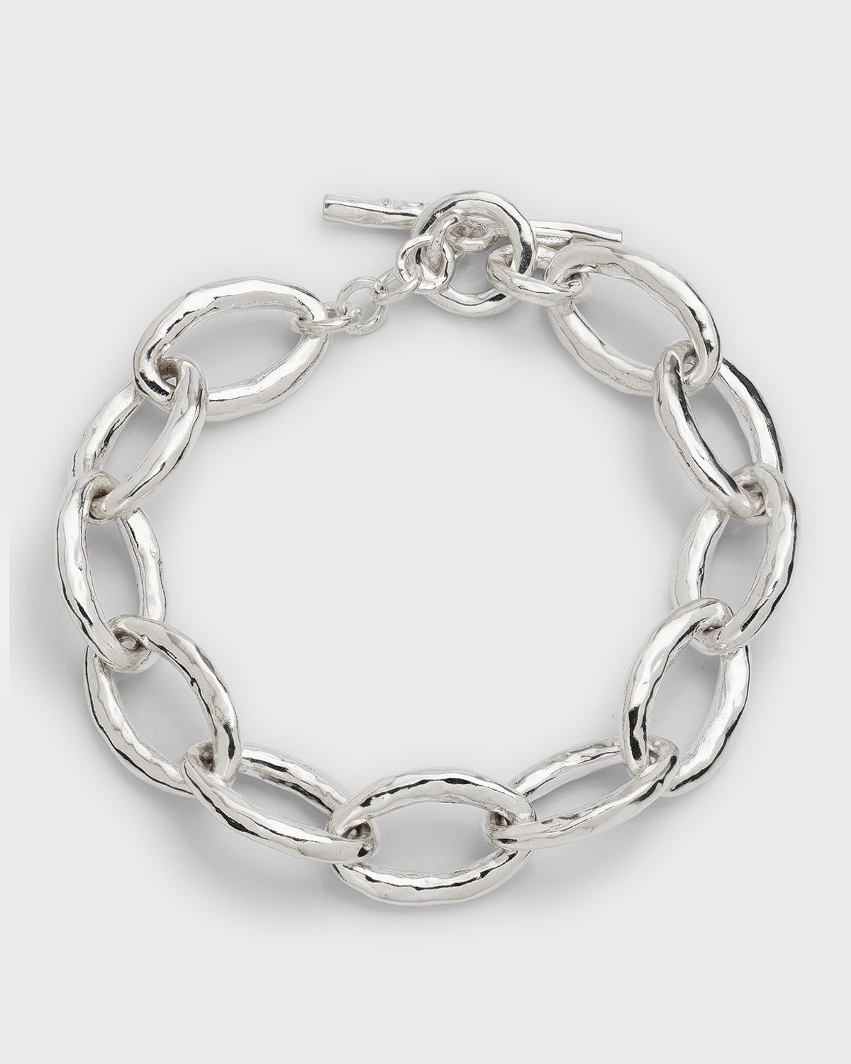 Mini Hammered Bastille Link Bracelet in Sterling Silver