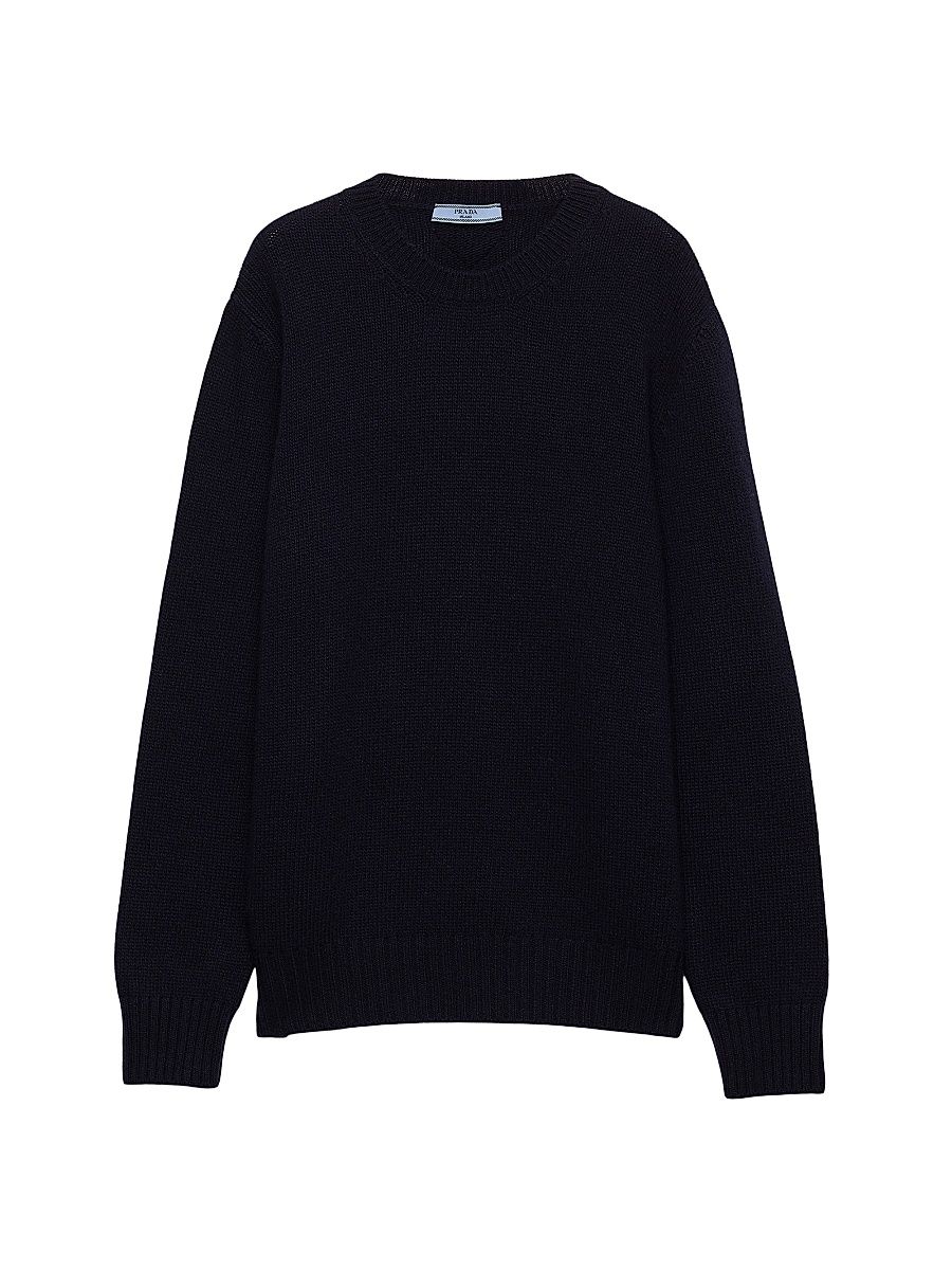 Women's Wool and Cashmere Crew-Neck Sweater - Blue - Size 2