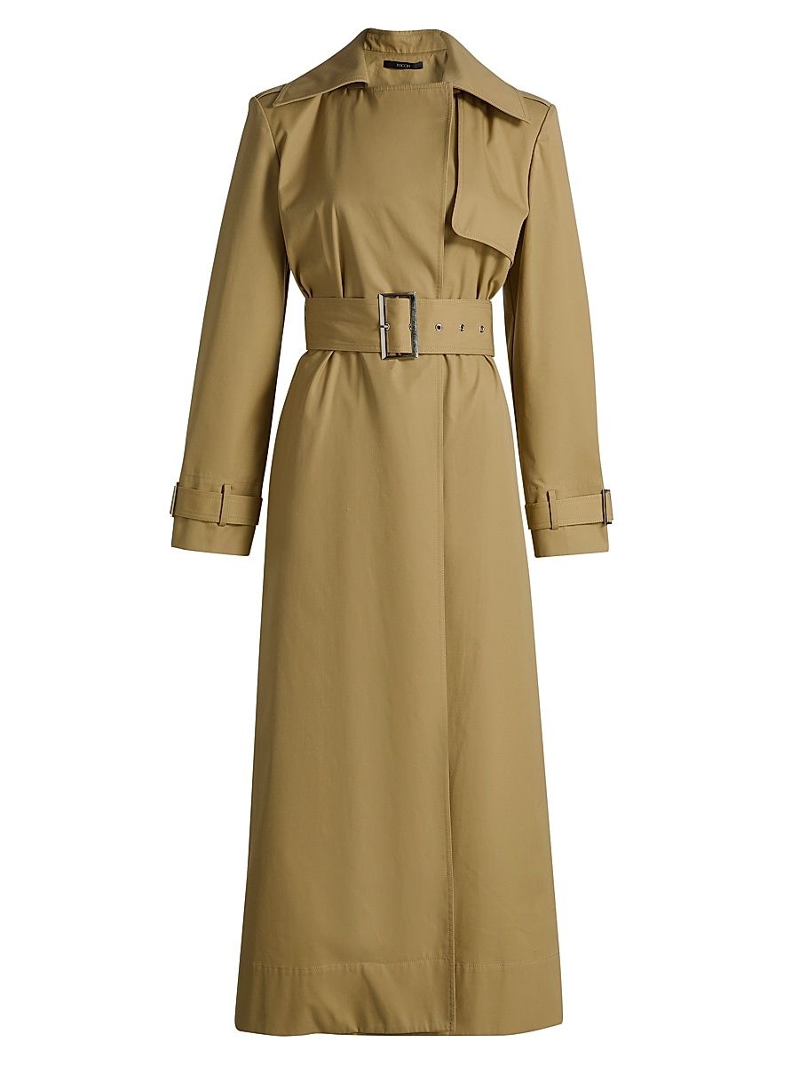 Women's Declan Cotton Belted Trench Coat - Khaki - Size Large