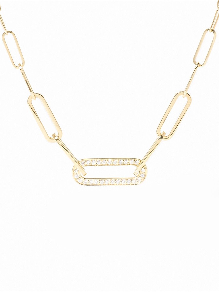 Women's Maillon 18K Yellow Gold & 0.12 TCW Diamond Paper Clip Chain Necklace - Yellow Gold