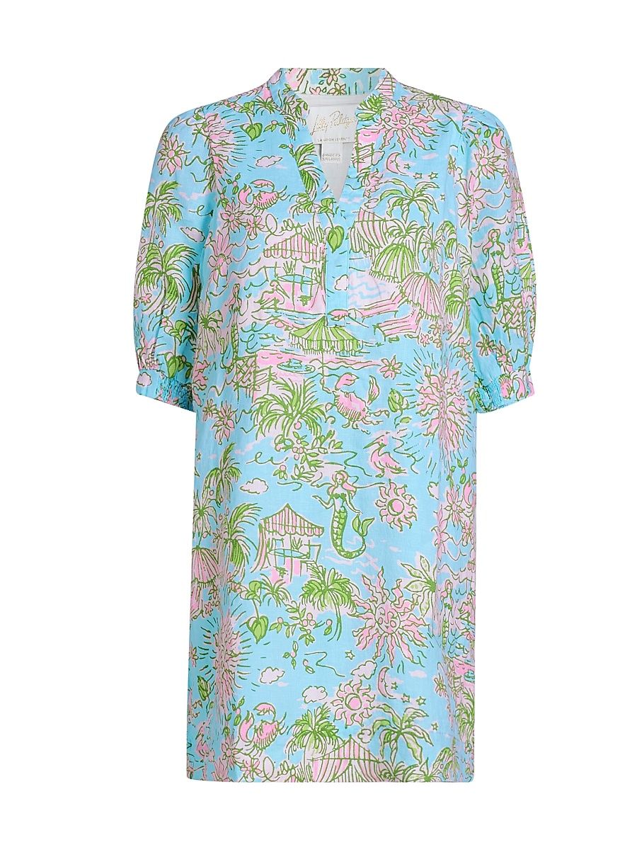 Women's Mialeigh Linen Shift Dress - Fresh Water Blue - Size 16