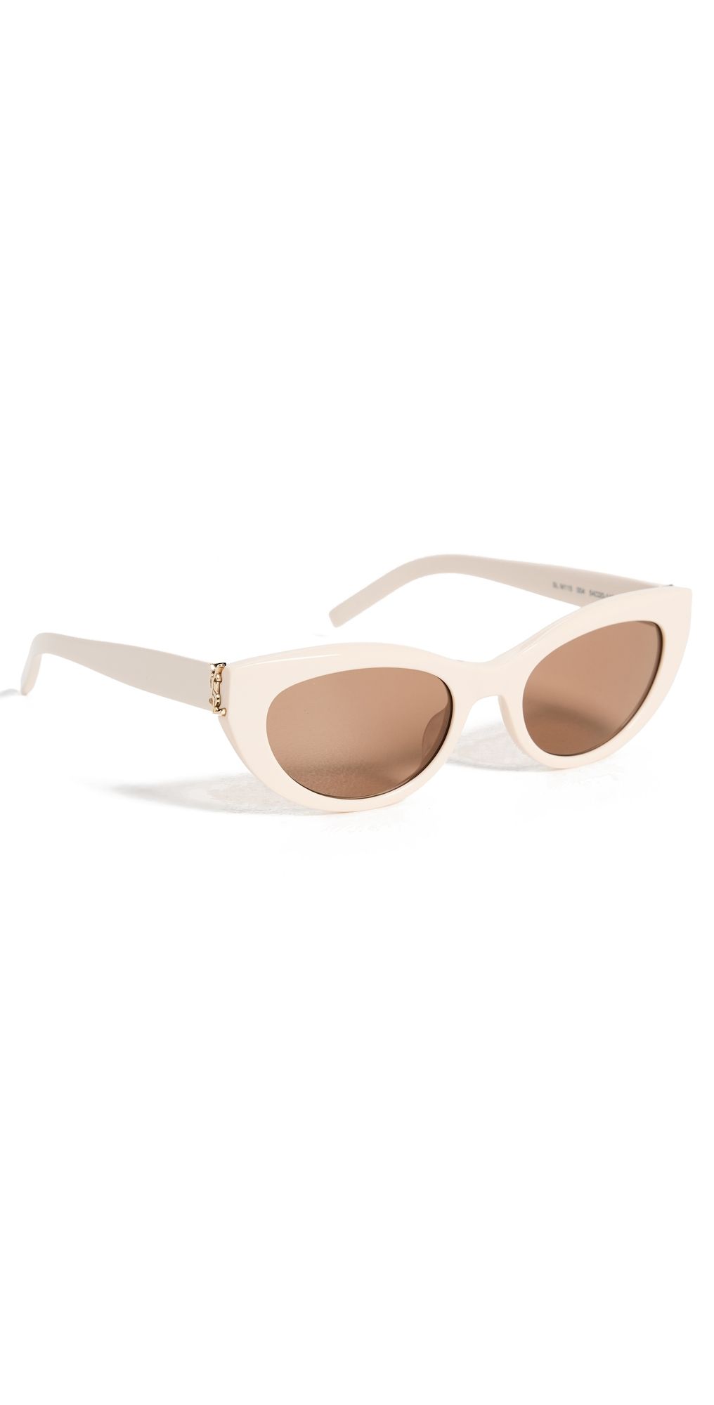 Saint Laurent Monogram Cat Eye Sunglasses Ivory/Ivory/Brown One Size
