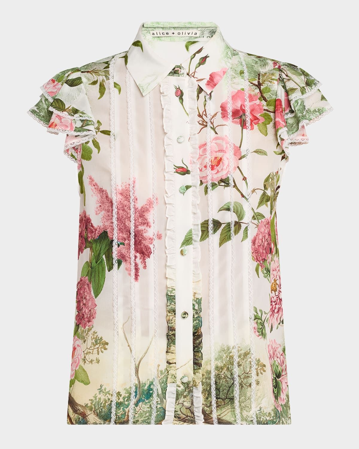 Rose Whisper Minda Button-Front Blouse