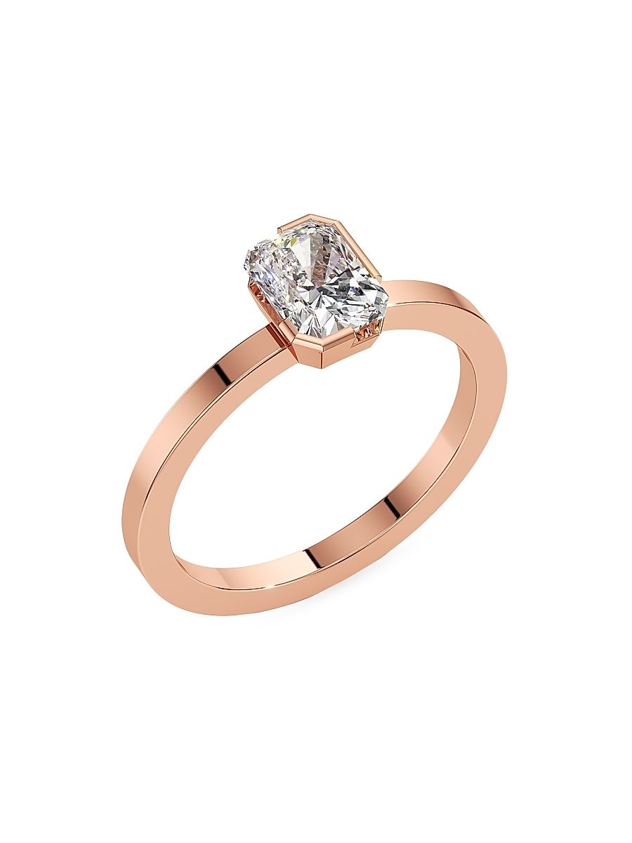 Women's Meta 18K Rose Gold & 1.01 TCW Lab-Grown Diamond Radiant-Cut Solitaire Ring - Rose Gold - Size 6