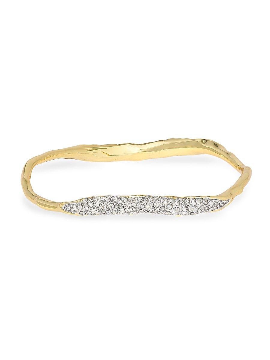 Women's Solanales Two-Tone & Glass Crystal Bangle - Gold - Size Large
