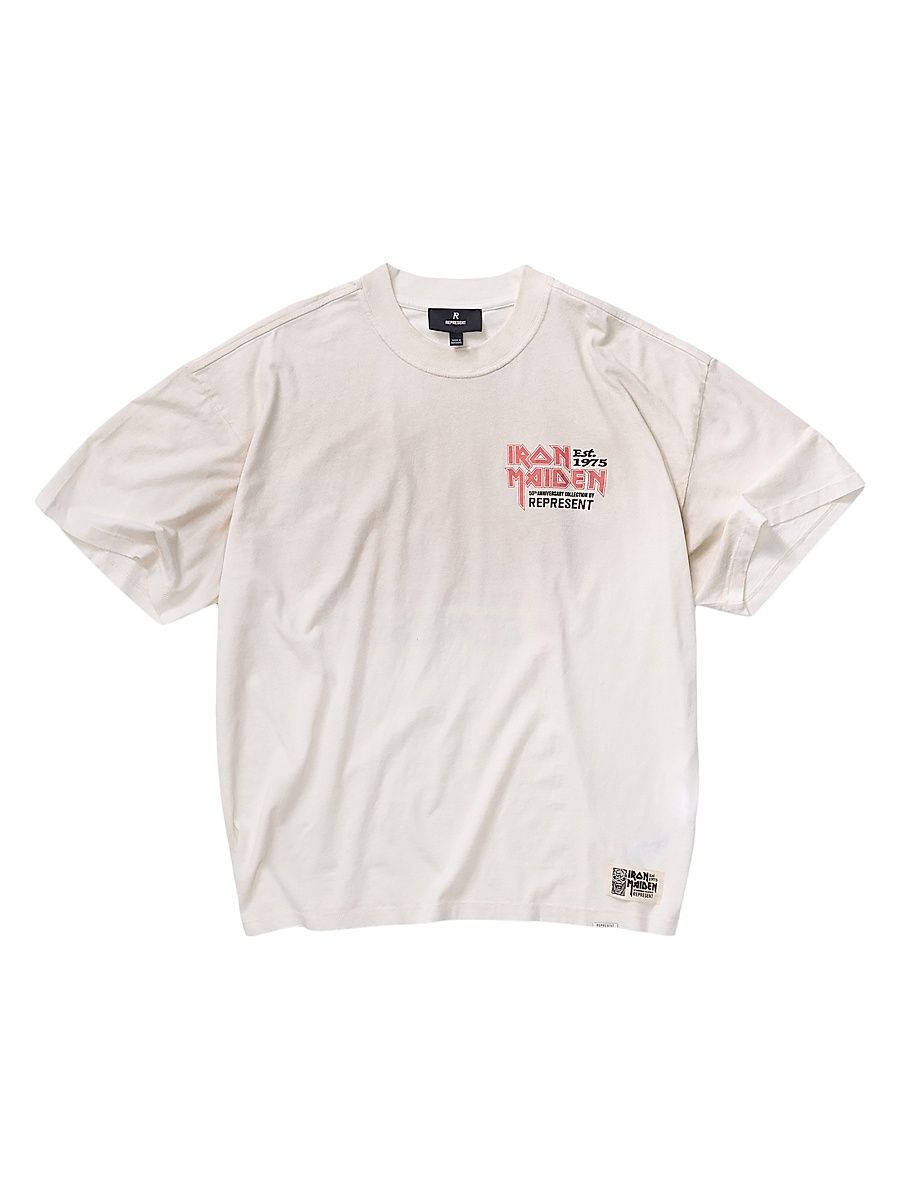 Men's Graphic Cotton-Blend T-Shirt - Washed Ecru - Size XXL