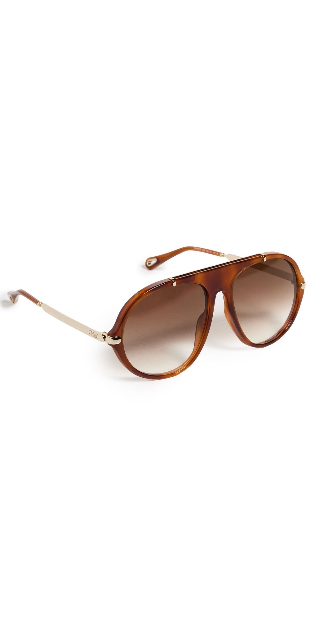 Chloé Aly Aviator Sunglasses Havana-Gold-Brown One Size