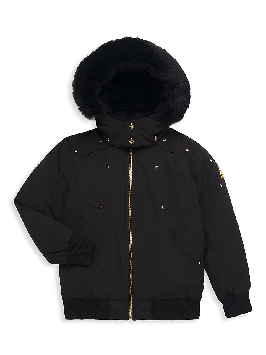 Little Girl's & Girl's Down Bomber Jacket - Black - Size 14