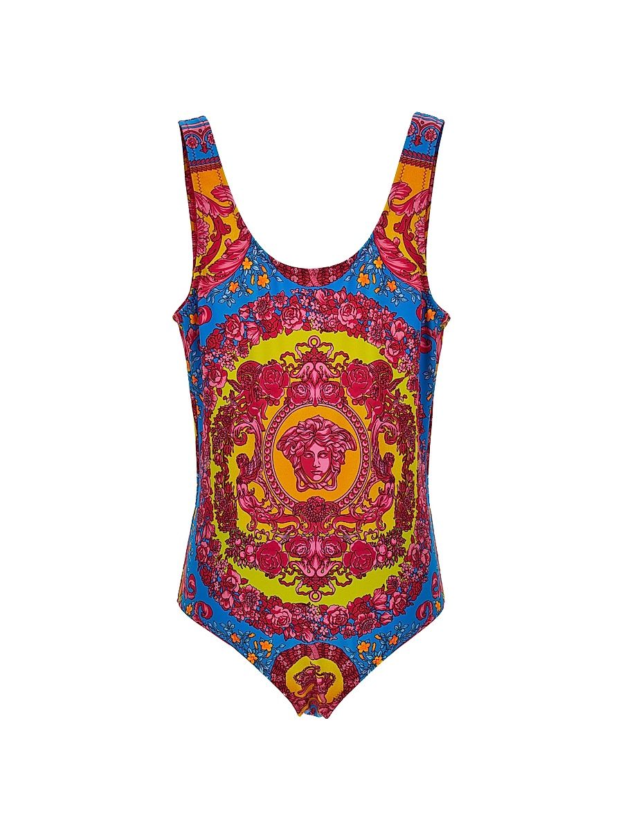Little Girl's & Girl's Electric Barocco Print One-Piece Swimsuit - Cyclamen Pink - Size 8