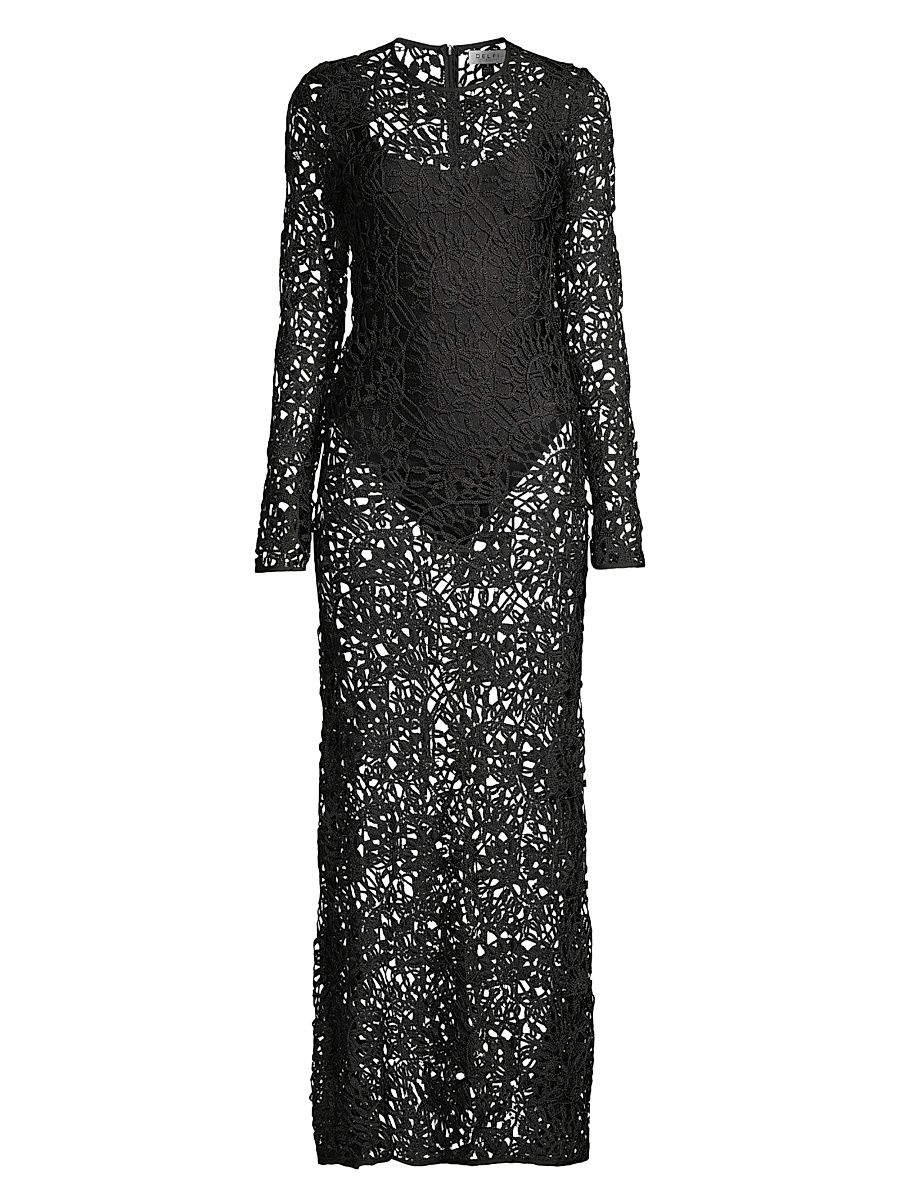 Women's Camila Geometric Lace Maxi Dress - Black - Size Small