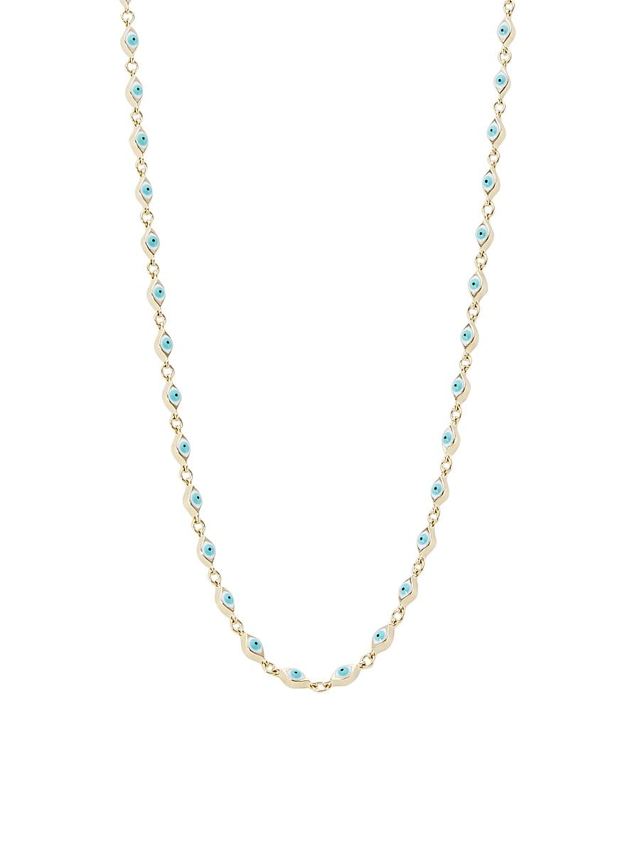 Women's Spiritual 14K Yellow Gold & Enamel Evil Eye Necklace