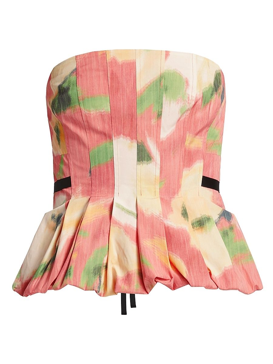 Women's Farah Abstract Floral Strapless Top - Punchy Pink Multi - Size 8