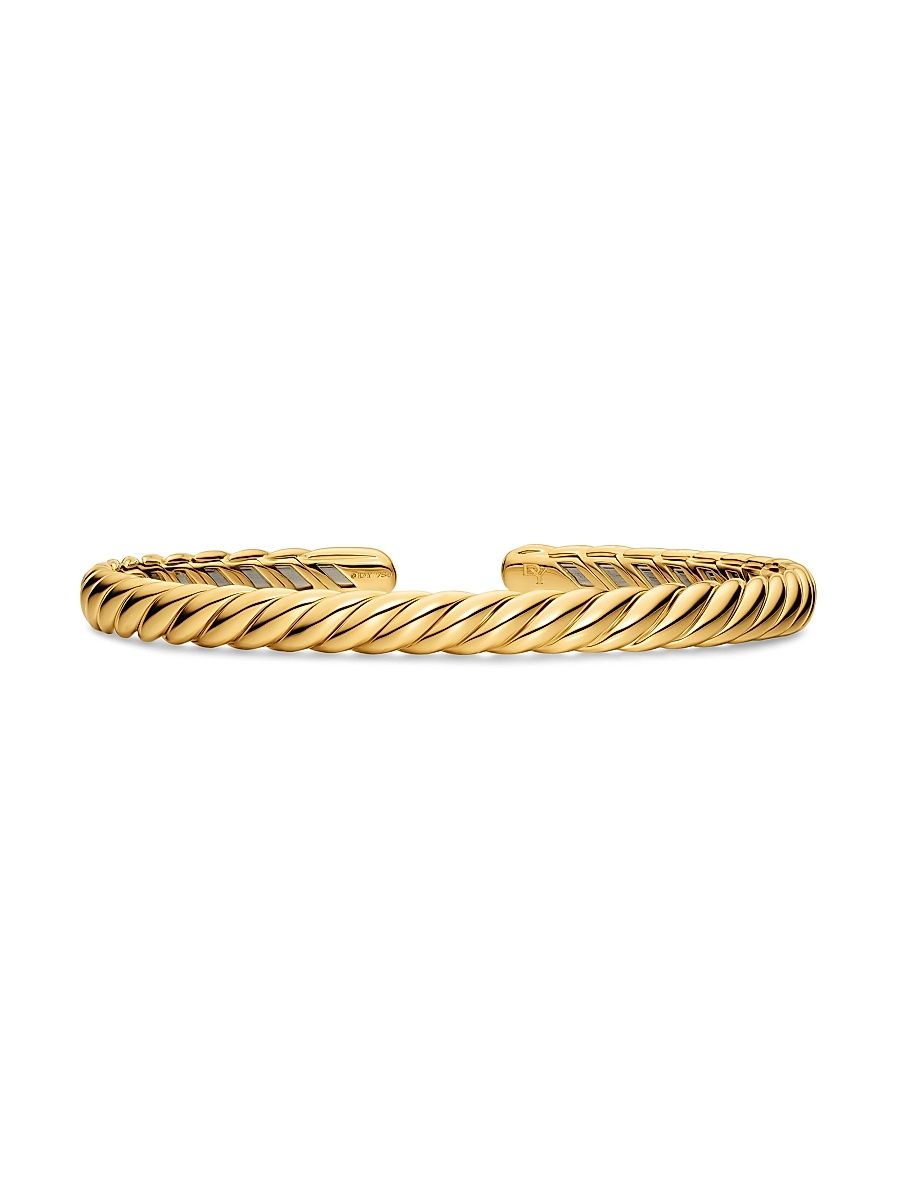 Women's Sculpted Cable Flex Bracelet in 18K Yellow Gold, 5MM - Gold - Size Medium