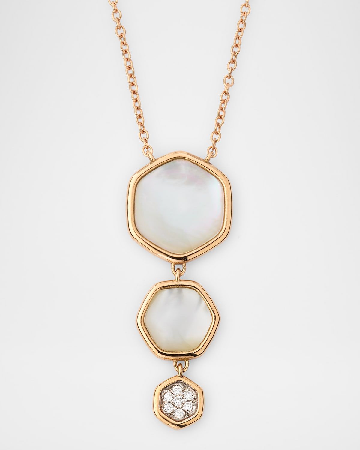 18K Rose Gold Diamond and Mother-Of-Pearl Pendant Necklace