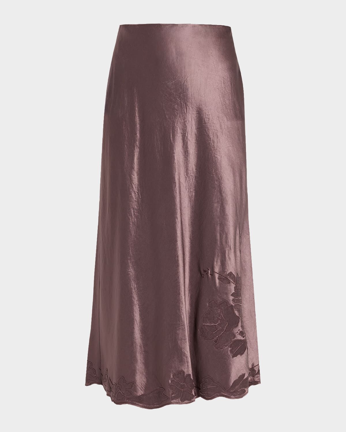 Embroidered Satin Slip Skirt