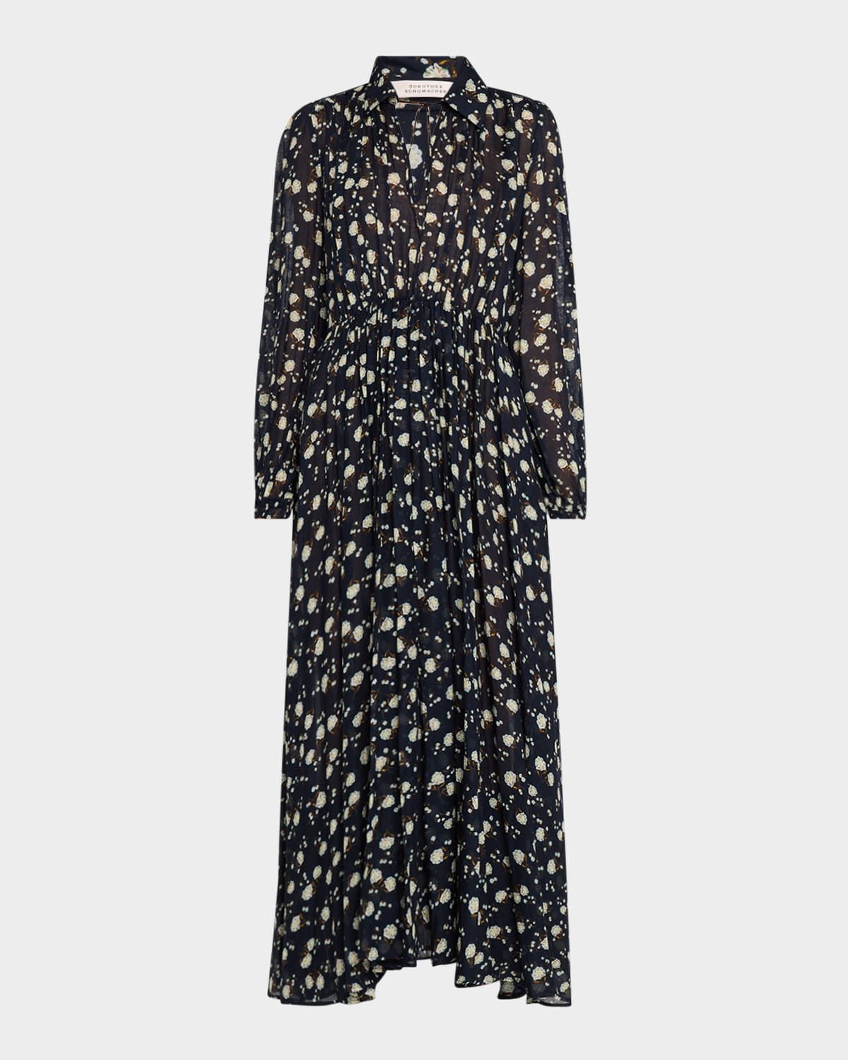 Floral Volumes Printed Midi Shirtdress