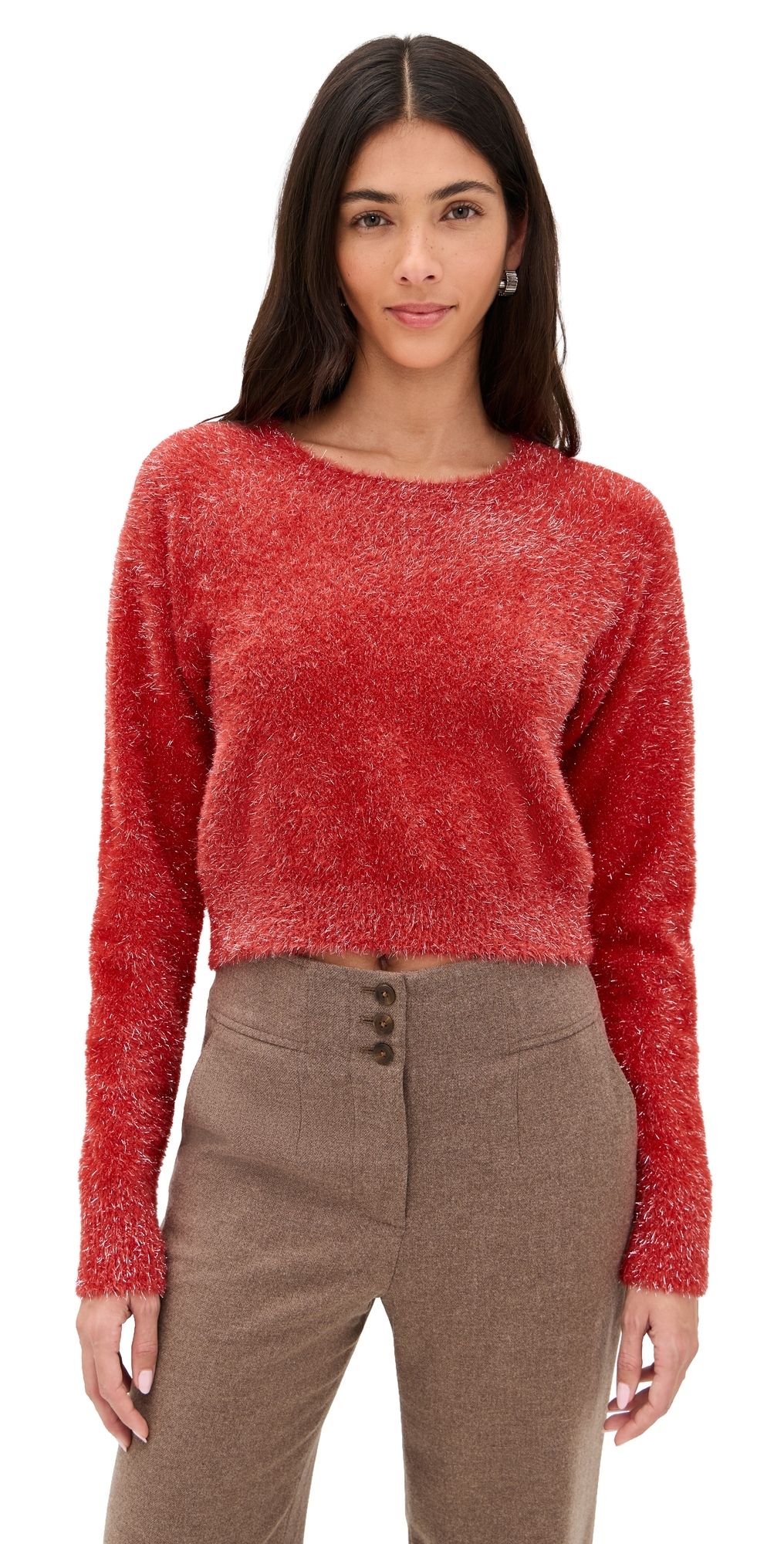 LE BOP Tinsel Cropped Sweater Mint XS