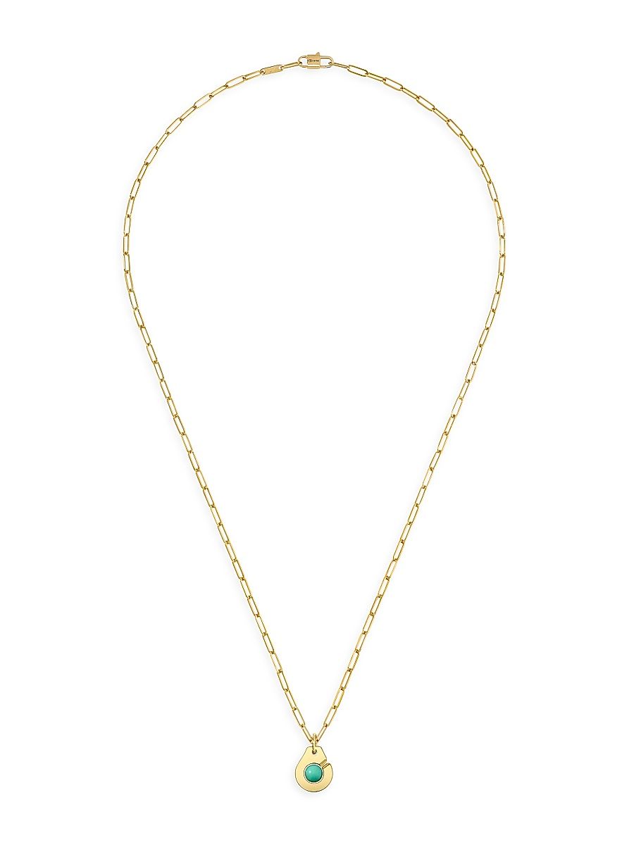 Women's Menottes Dinh Van R10 18K Yellow Gold & Gemstone Handcuff Pendant Necklace - Malachite
