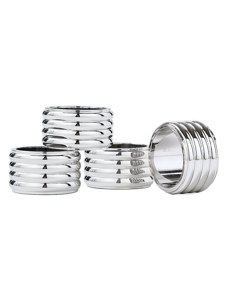 Thorpe 4-Piece Stainless Steel Napkin Rings Set - Grey