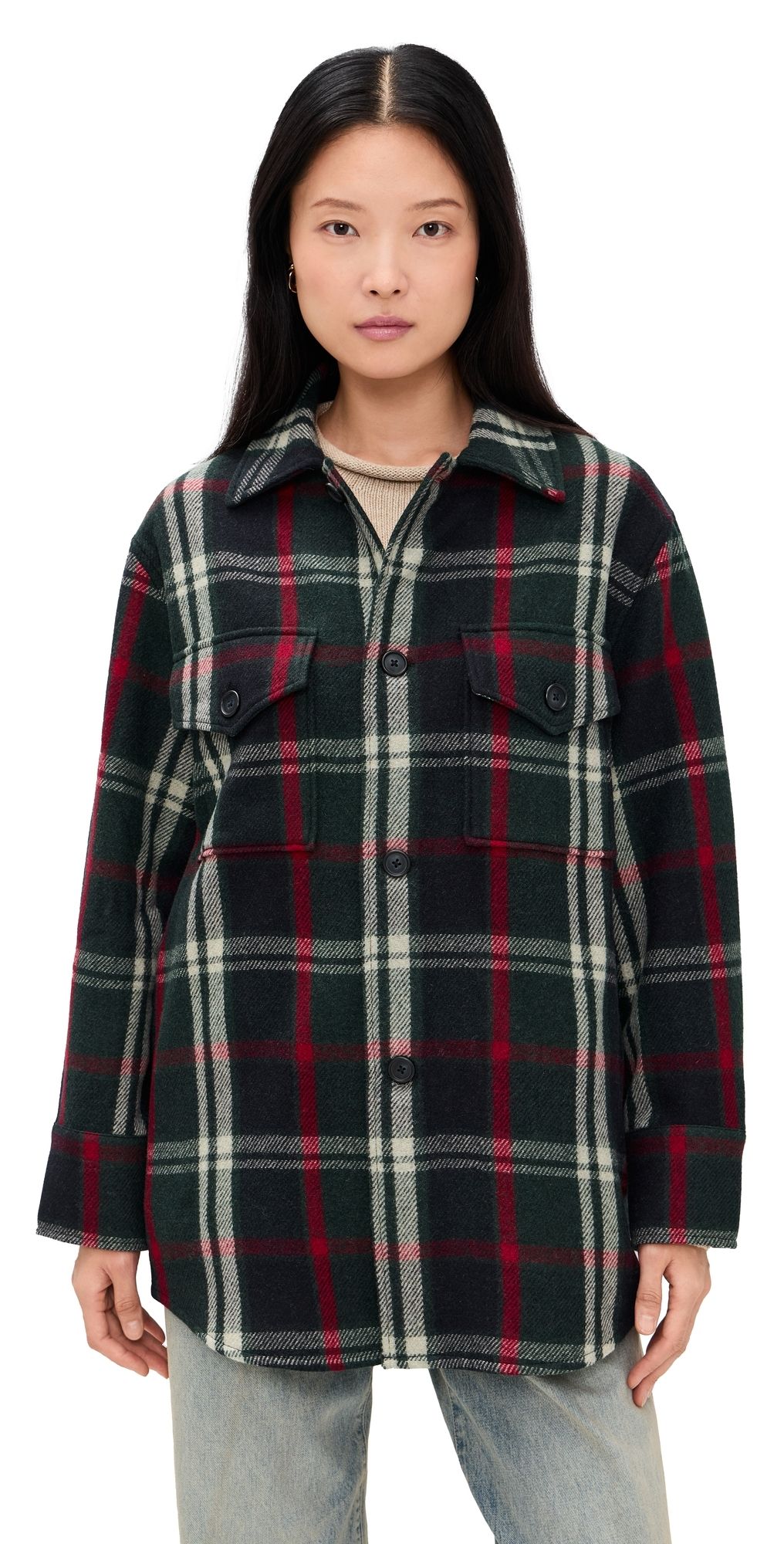 Polo Ralph Lauren Wool Woven Long Sleeve Collared Sport Shirt Green/Blue/Red Multi S