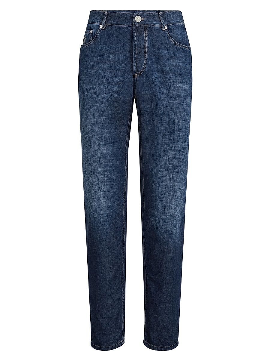 Men's Lightweight Old Denim Traditional Fit Five Pocket Jeans - Dark Denim - Size 50