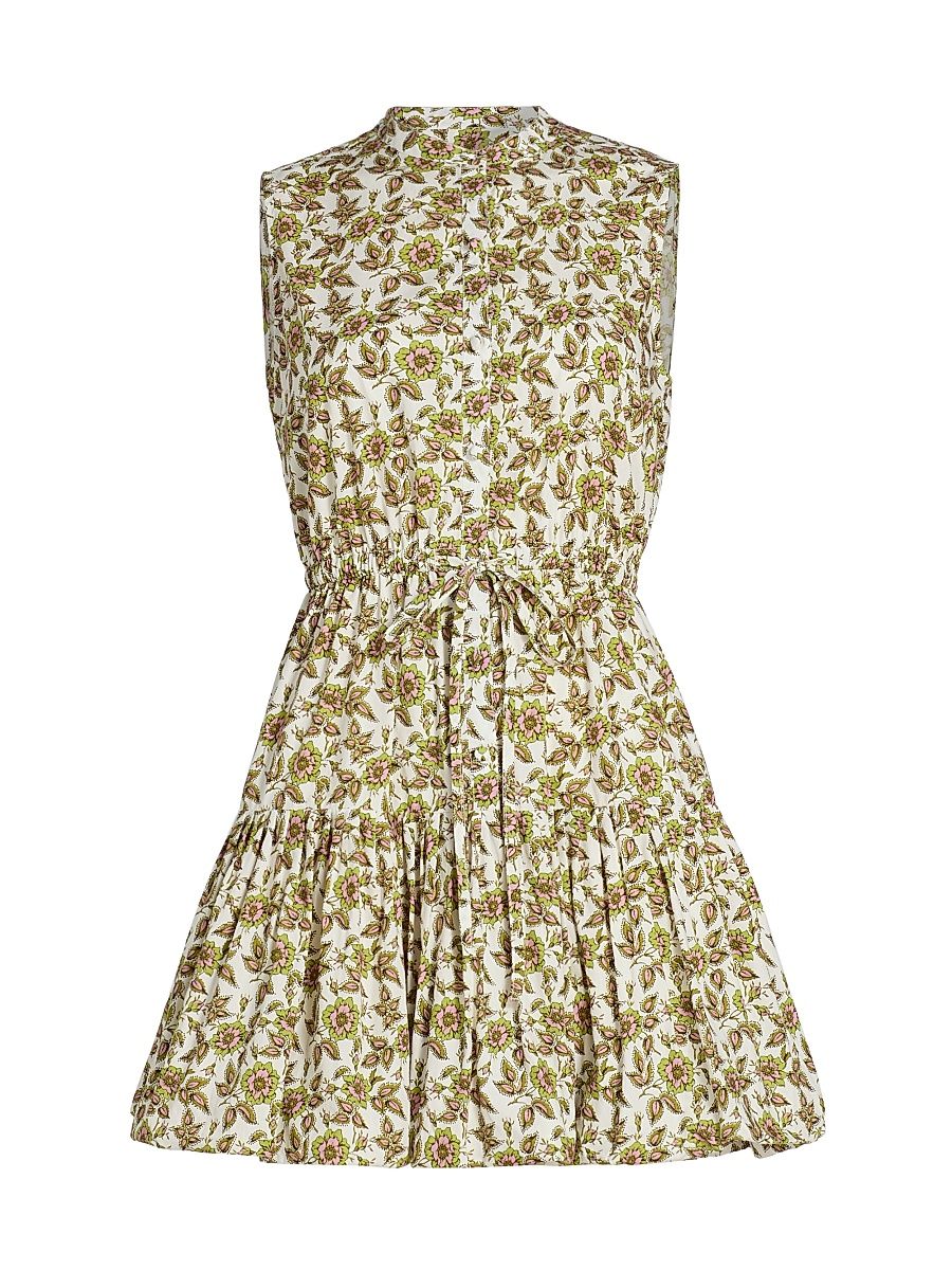 Women's Briar Floral Cotton Minidress - Green Pink Floral - Size 12